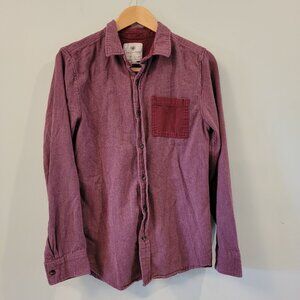 On The Byas Mens Maroon Button Down, Medium